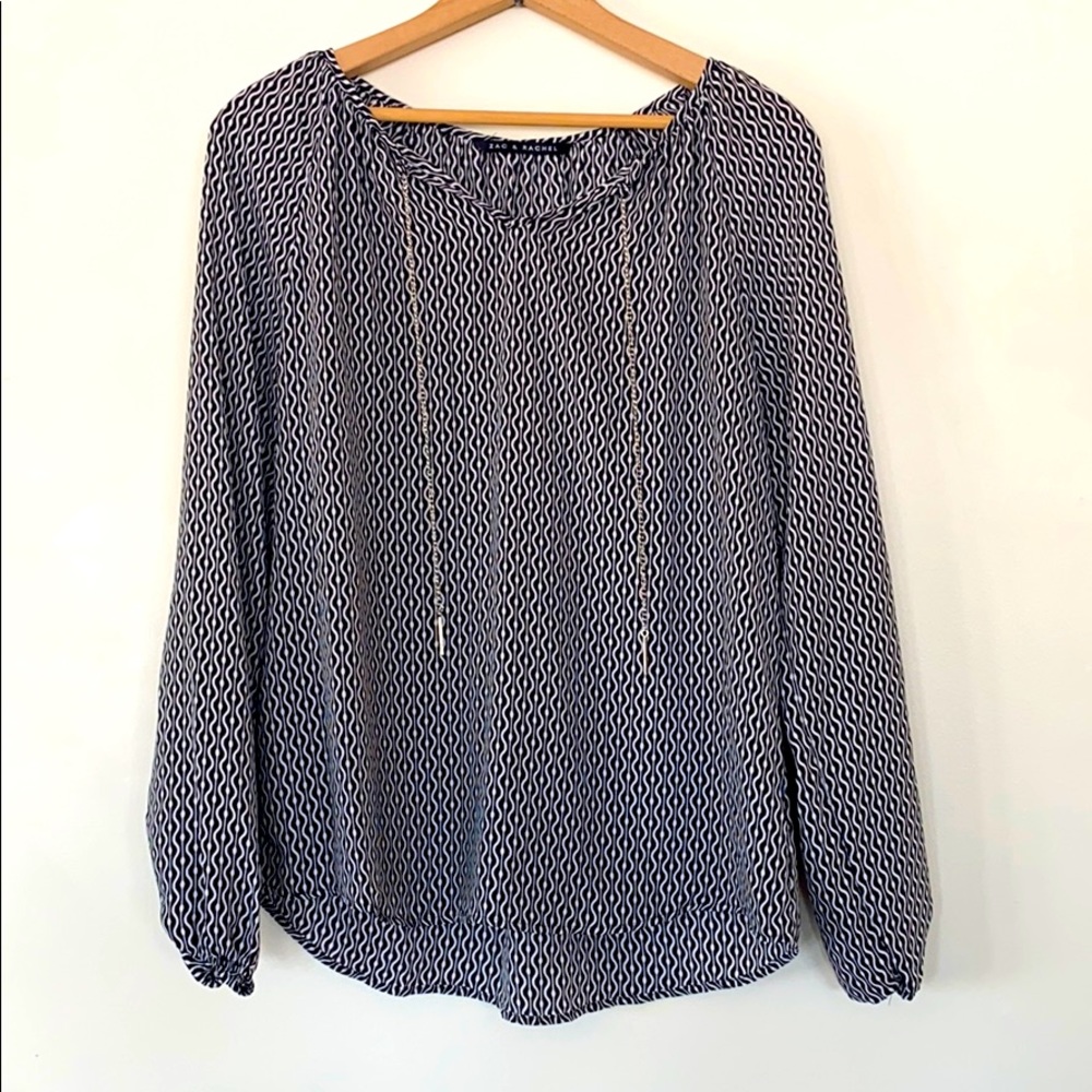 Black & White patterned blouse Size S fits like M